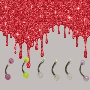 6 Curved Bar 16GA-1.2mm Acrylic Glow In  Dark Surgical Steel Eyebrow Lip Jewelry